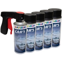 Lackspray Spraydose Sprühlack Cars Dupli Color 652240 schwarz seidenmatt 5 X 400 ml mit Pistolengriff