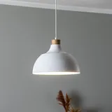 envostar Kaitt 1-flg. Ø 34 cm rund / weiß / Holzdetail
