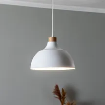 envostar Kaitt 1-flg. Ø 34 cm rund / weiß / Holzdetail