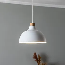 envostar Kaitt 1-flg. Ø 34 cm rund / weiß / Holzdetail