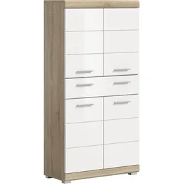 WELLTIME SIENA Midischrank 74 x 141 x 31 cm Braun/Weiß