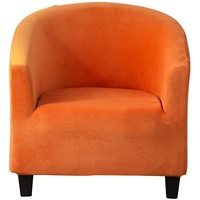 YSLLIOM Sesselbezug Samt Sesselüberwürfe Stretch sesselschoner Sesselbezug Elastisch Clubsessel husse Stuhlhusse Chesterfield (Orange)