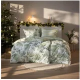 Estella Bettwäsche Fern leaves 4469 530 grün Flanell, 2 teilig, Pflanzen, Gestreift grün