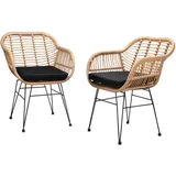 Polyrattan Korbsessel 2er-Set Natur