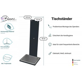 Blanc HYGIENIC Tischständer Cosmos mit Auffangschale in Edelstahl, Anthrazit oder Weiß für Desinfektionsspender SENSOR Cosmos