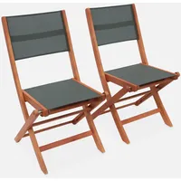 Sweeek 2er-Set klappbare Gartenstühle aus geöltem Eukalyptusholz mit khaki