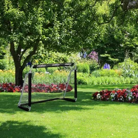 Relaxdays Fußballtor 2er Set, Kinder & Erwachsene, HBT: 110 x 150 x 75 cm, Metall, stabile Tore Fußball, schwarz