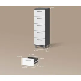 livinity® Badschrank Eisak, 30 x 95 cm, - Grau