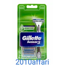 Gillette Sensor 3 Sensitive grün schwarz + 6 Ersatzklingen)