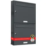 AL Briefkastensysteme 2er Briefkastenanlage Anthrazit Grau inkl. Zeitungsfach