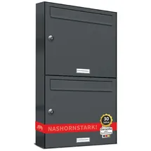 AL Briefkastensysteme 2er Briefkastenanlage Anthrazit Grau inkl. Zeitungsfach