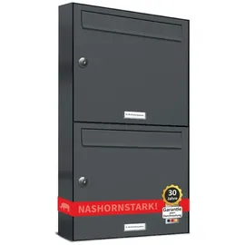 AL Briefkastensysteme 2er Briefkastenanlage Anthrazit Grau inkl. Zeitungsfach