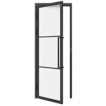 Inova Glastür Komplettset Satiniert 834 x 1972 mm Schwarz