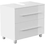 Posseik Waschbeckenunterschrank 2 Schubladen 70 x 63 x 41,6 cm Weiß Hochglanz