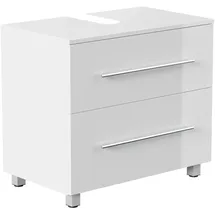 Posseik Waschbeckenunterschrank 2 Schubladen 70 x 63 x 41,6 cm Weiß Hochglanz