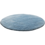 Homie Living Badematte Porto Azzurro, Höhe 30 mm, rutschhemmend beschichtet, fußbodenheizungsgeeignet, schnell trocknend, Polyester, rund, Badteppich, uni, rechteckig & rund, waschbar, Badezimmerteppich blau rund | Ø 90 cm x 30 mm