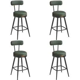 VASAGLE 360° drehbarer Barhocker 65 cm hoch Kunstleder waldgrün