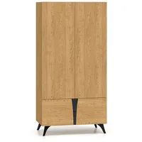 Feldmann-Wohnen Garderobenschrank, Braun, Schwarz, Holz, 3 Fächer, Rechteckig, 95x190x53