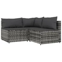 vidaXL 3-tlg. Garten-Lounge-Set mit Kissen grau