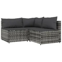 vidaXL 3-tlg. Garten-Lounge-Set mit Kissen grau