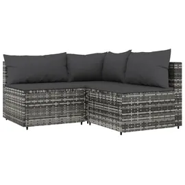 vidaXL 3-tlg. Garten-Lounge-Set mit Kissen grau