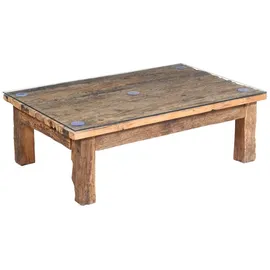 Marrakesch Orient & Mediterran Interior Couchtisch Aafke 120x80 cm Industrial Look mit Glas & Altholz