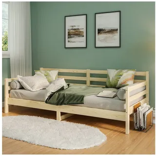 bellamio Tagesbett Ayr, Gästebett 90x200 cm, Bettgestell in Natur, Schlafsofa aus Kiefer Massivholz unbehandelt