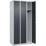 C+P CP-Möbel Spind Classic PLUS, anthrazit, 3 Abteile, mit Zylinderschloss, 90 x 185 cm