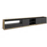SKRAUT HOME Lowboard 310x50 cm Schwarz Eiche Holzwerkstoff