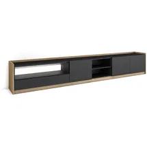 SKRAUT HOME Lowboard 310x50 cm Schwarz Eiche Holzwerkstoff