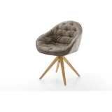 DELIFE Esszimmerstuhl Gaio-Flex Mikrofaser Taupe Vintage Holzgestell kantig Natur, Esszimmerstühle