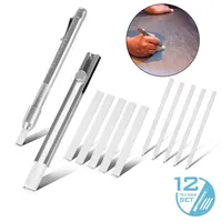 STAHLWERK Schweißerkreide Set 12-teilig, Kreidehalter Flach und Rund aus Aluminium,