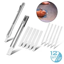 STAHLWERK Schweißerkreide Set 12-teilig, Kreidehalter Flach und Rund aus Aluminium,