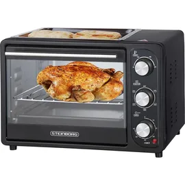 Steinborg 3in1 Mini-Backofen mit Grillplatte Umluft 1300W Schwarz