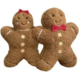 Lebkuchenmann Kissen | 2 Pack Lebkuchen Weihnachtskissen | Lebkuchen Kissen Plushie | Lebkuchenmann Plüsch Dekoration | Kreative Dekoration Für Bett, Couch, Weihnachten