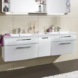 Puris Linea Doppelwaschtisch mit Unterschrank 171,2 cm mit Anschlag rechts, Griff 320, Badmöbel,