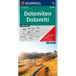 KOMPASS Auto- und Panoramakarte Dolomiten / Dolomiti / Dolomites 1:150.000