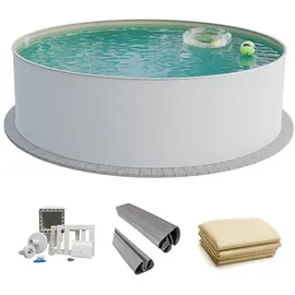 fresh-pool Profi Stahlwandpool Set rund 500 x 150 cm weiß
