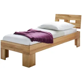 Home Affaire Massivholzbett HOME AFFAIRE "Modesty I Bett mit robustem Fußgestell in Winkelform", beige (naturfarben), B:96cm L:215cm, Betten, Massivholzbett, aus massiver Kernbuche, FSC-zertifiziert, viele Breiten zur Auswahl