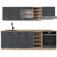 Vicco Küchenzeile R-Line 240 cm Schwarz Beton Eiche