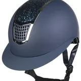 HKM Unisex – Erwachsene Glamour Shield Reithelme, 6971 dunkelblau/Silber, M=55-57cm