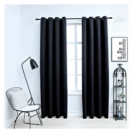 vidaXL Verdunkelungsvorhang Ösen 140 x 245 cm schwarz 2 St.