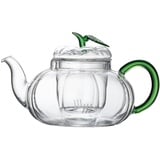 IMIKEYA Teekanne Glas mit Siebeinsatz, 600 ml Klare Glasteekanne mit Teesieb Hitzefest Teekanne Kürbis Streifen Glaskanne Teapot für Lose Blatt, Teeblumen