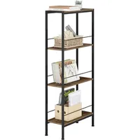 Woltu Nischenregal, Holzwerkstoff Metall, 50x110x20cm, Vintage-Braun+Schwarz - Dunkelbraun