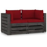 vidaXL 2-Sitzer-Gartensofa mit Kissen Grau Imprägniertes Holz