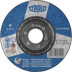 TYROLIT Trennscheibe CUT AND GRIND DxUxH 115x2,5x22,23 2in1 für Stahl und Edelstahl, Form: 27CC - gegkröpfte Ausführung (CUT AND GRIND), Art. 743942