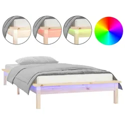 vidaXL Massivholzbett mit LEDs 90x200 cm
