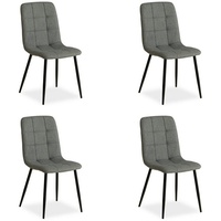 Homestyle4u Esszimmerstuhl Polsterstuhl 1, 2, 4, 6 Stühle Küchenstuhl Stuhl (4er Set) grau
