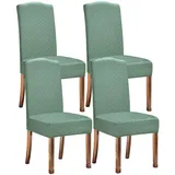 KELUINA Stretch Wasserabweisende Twill Jacquard Esszimmer Stuhlhussen Home Decor, Stuhlhussen für Esszimmerstühle Restaurant Hotel Zeremonie (Matcha Grün,4 Stück)