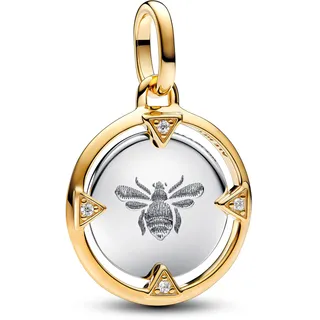 Pandora ME Biene Medaillon-Charm aus Sterling Silber mit vergoldeter Metalllegierung und Zirkonia, Kompatibel ME und Moments Armbänder, 763417C01